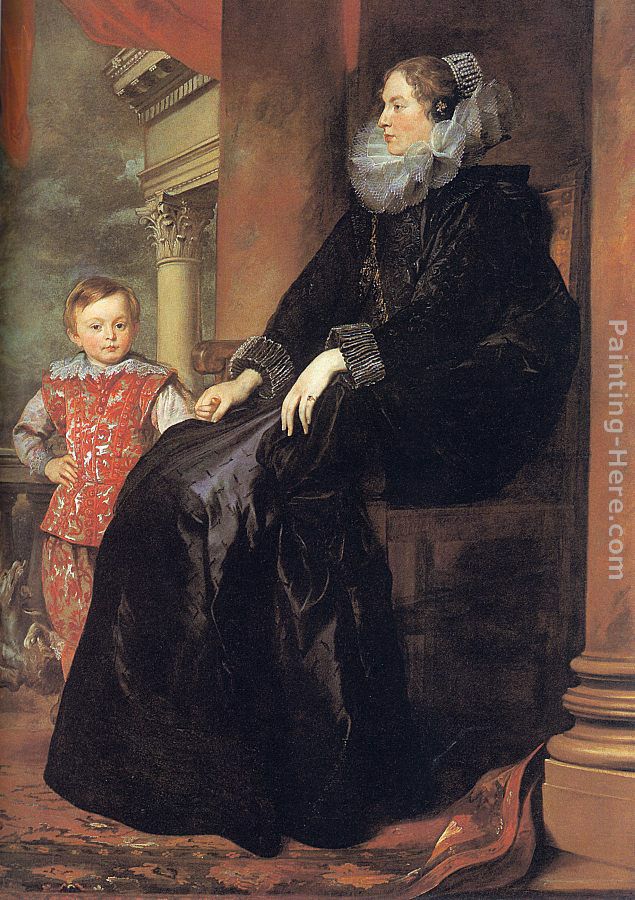 Genoese Noblewoman with her Son painting - Sir Antony van Dyck Genoese Noblewoman with her Son art painting